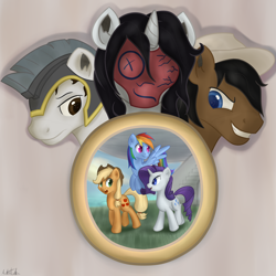 Size: 3000x3001 | Tagged: safe, artist:mattatatta, imported from derpibooru, applejack, rainbow dash, rarity, oc, hat, helmet, mask