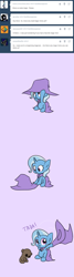 Size: 800x2969 | Tagged: safe, artist:bakasan, deleted from derpibooru, imported from derpibooru, trixie, the little magician, ask, cute, diatrixes, hoof hold, looking at you, magic trick, open mouth, smiling, teddy bear, tumblr