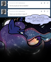 Size: 651x784 | Tagged: safe, artist:zombiecollie, imported from derpibooru, princess luna, ask lusty luna, ask, lusty luna, night, stars, tumblr