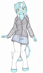 Size: 576x981 | Tagged: safe, artist:sirartemisderpington, imported from derpibooru, lyra heartstrings, anthro, unguligrade anthro, clothes, female, hoodie, solo, tights