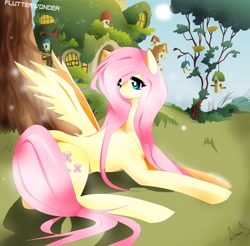 Size: 3820x3756 | Tagged: safe, artist:skittleeyes, imported from derpibooru, fluttershy, cottage, cute, female, solo