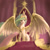 Size: 640x640 | Tagged: dead source, safe, artist:giantmosquito, imported from derpibooru, princess celestia, 30 minute art challenge, armor, female, sitting, solo, spread wings, throne, wing armor