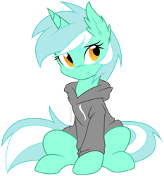 Size: 9380x10080 | Tagged: safe, artist:ambris, artist:doktorrf, imported from derpibooru, lyra heartstrings, pony, unicorn, fanfic:background pony, absurd resolution, blushing, clothes, ear fluff, hoodie, simple background, sitting, smiling, solo, transparent background, vector