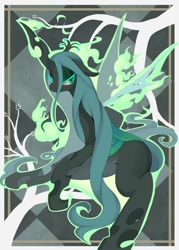 Size: 800x1120 | Tagged: safe, artist:dobroch, imported from derpibooru, queen chrysalis, changeling, changeling queen, crown, female, jewelry, pixiv, regalia, solo