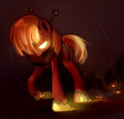 Size: 885x846 | Tagged: safe, artist:gsphere, imported from derpibooru, big macintosh, earth pony, pony, element of fire, embers, glowing eyes, male, solo, sparks, stallion