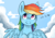 Size: 811x569 | Tagged: safe, artist:marisalle, imported from derpibooru, rainbow dash, pegasus, pony, female, heart, hi, solo