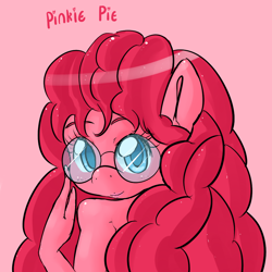 Size: 1000x1000 | Tagged: safe, artist:ezkarpy, imported from derpibooru, pinkie pie, anthro, female, glasses, solo