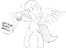 Size: 1169x853 | Tagged: safe, artist:mcsadat, imported from derpibooru, rainbow dash, /mlp/, female, medicine, monochrome, sick, solo