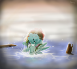 Size: 2000x1798 | Tagged: safe, artist:strangemoose, imported from derpibooru, rainbow dash, female, ocean, solo