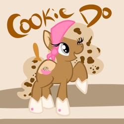Size: 894x894 | Tagged: safe, artist:melting-milkyway, imported from derpibooru, oc, oc only, food pony, original species, cookie dough, solo, spoon