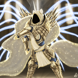 Size: 1280x1280 | Tagged: safe, artist:dobromyslov, imported from derpibooru, princess celestia, diablo, diablo (series), epic, female, solo, tyrael