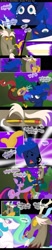 Size: 600x2869 | Tagged: safe, artist:falleninthedark, imported from derpibooru, discord, princess celestia, princess luna, twilight sparkle, alternate hairstyle, comic, the chaotic and the regretful