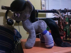 Size: 1280x960 | Tagged: safe, artist:tres-apples, imported from derpibooru, octavia melody, clothes, irl, photo, plushie, socks, striped socks