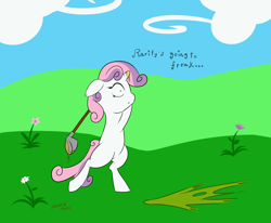 Size: 3032x2496 | Tagged: safe, artist:annonymouse, imported from derpibooru, sweetie belle, pony, bipedal, female, golf, sap, solo, tree sap