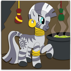 Size: 1864x1866 | Tagged: safe, artist:the-paper-pony, imported from derpibooru, zecora, zebra, cauldron, female, smiling, solo