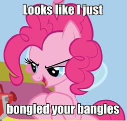 Size: 500x478 | Tagged: safe, imported from derpibooru, pinkie pie, friendship is witchcraft, female, image macro, jimmies, rustled my jimmies, solo