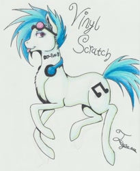 Size: 1071x1305 | Tagged: safe, artist:bekuno, imported from derpibooru, dj pon-3, vinyl scratch, :p, female, headphones, solo, tongue out, traditional art