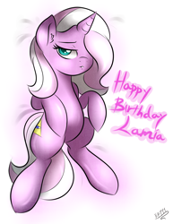 Size: 2975x3850 | Tagged: safe, artist:ep-777, imported from derpibooru, oc, oc only, oc:lamia, bedroom eyes, birthday, solo