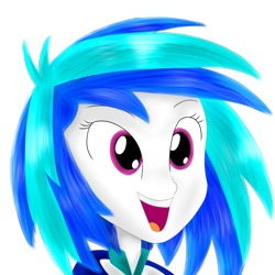 Size: 2000x2000 | Tagged: safe, artist:dragonfoorm, imported from derpibooru, dj pon-3, vinyl scratch, equestria girls, :d, female, happy, simple background, solo, transparent background