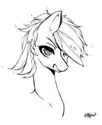 Size: 770x941 | Tagged: dead source, safe, artist:inkytophat, imported from derpibooru, rainbow dash, pony, bust, female, monochrome, solo