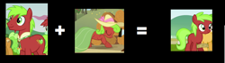 Size: 1008x286 | Tagged: safe, edit, edited screencap, imported from derpibooru, screencap, apple bottom, apple cinnamon, red june, apple family, apple family member, bolo tie, clothes, dress, hat, headcanon, theory