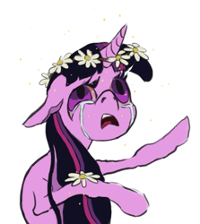 Size: 547x614 | Tagged: safe, artist:sterfler, imported from derpibooru, twilight sparkle, crying, floral head wreath, hay fever, solo