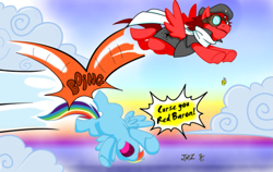 Size: 1125x712 | Tagged: safe, artist:calbeck, artist:elosande, edit, imported from derpibooru, rainbow dash, oc, peanuts, red baron, richthoofen, snoopy, ww1 flying ace