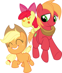 Size: 6000x7149 | Tagged: safe, artist:chainchomp2, artist:sibsy, idw, imported from derpibooru, apple bloom, applejack, big macintosh, earth pony, pony, absurd resolution, colt, female, filly, male, simple background, transparent background, vector, younger