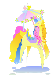 Size: 1024x1448 | Tagged: safe, artist:kicked-in-teeth, artist:kouenli, imported from derpibooru, ringlet, ringlet (g1 rainbow curl), female, g1, rainbow curl pony, solo, umbrella