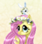 Size: 1006x1050 | Tagged: dead source, safe, artist:lova-gardelius, imported from derpibooru, angel bunny, fluttershy, pegasus, pony, angel bunny is not amused, angel is not amused, cute, female, floral head wreath, flower, mare, shyabetes