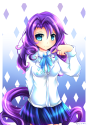 Size: 1000x1421 | Tagged: safe, artist:fenrixion, imported from derpibooru, rarity, human, female, humanized, pixiv, solo, tailed humanization