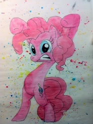 Size: 1280x1714 | Tagged: safe, artist:shadowbolt240z, imported from derpibooru, pinkie pie, pony, bridle gossip, bipedal, evil enchantress, female, gritted teeth, solo, traditional art, underhoof, watercolor painting