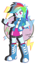 Size: 1644x3000 | Tagged: safe, artist:danmakuman, imported from derpibooru, rainbow dash, equestria girls, clothes, female, shorts, skirt, solo