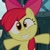Size: 641x640 | Tagged: safe, edit, edited screencap, imported from derpibooru, screencap, apple bloom, bridle gossip, cropped, female, inverted mouth, rapeface, solo