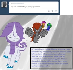 Size: 799x763 | Tagged: safe, imported from derpibooru, oc, oc only, oc:gem, dracony, hybrid, asksparityfamily, crying, interspecies offspring, offspring, parent:rarity, parent:spike, parents:sparity