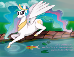 Size: 1280x989 | Tagged: safe, artist:neysanight, imported from derpibooru, princess celestia, fish, female, solo