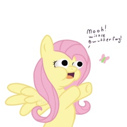Size: 960x960 | Tagged: safe, artist:dertaii, imported from derpibooru, fluttershy, butterfly, pegasus, pony, 2013, bloodshot eyes, eye bulging, faic, female, mare, solo