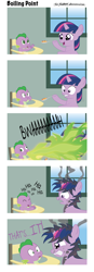 Size: 528x1514 | Tagged: safe, artist:civwub, imported from derpibooru, spike, twilight sparkle, dragon, pony, unicorn, angry, baby, baby dragon, baby spike, burn, burned, burning, burp, chair, clapping, comic, cute, derp, dialogue, dirty, dragonfire, feeding, female, filly, filly twilight sparkle, fire, fire breath, fire burp, frown, green fire, gritted teeth, highchair, hoof hold, laughing, male, messy mane, puffy cheeks, scared, smiling, smoke, spikabetes, text, twiabetes, unicorn twilight, wide eyes, window, younger