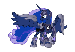 Size: 5864x4094 | Tagged: dead source, safe, artist:mrflabbergasted, artist:zedrin, imported from derpibooru, princess luna, absurd resolution, armor, female, simple background, solo, transparent background, vector, wing armor