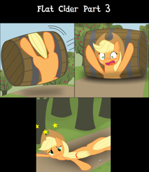 Size: 1000x1156 | Tagged: safe, artist:bsting, imported from derpibooru, applejack, barrel, cartoon physics, circling stars, flattened