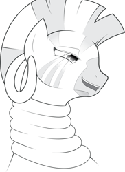 Size: 2338x3214 | Tagged: artist needed, safe, artist:quarantinedchaoz, imported from derpibooru, zecora, zebra, female, looking down, monochrome, solo