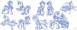 Size: 1750x700 | Tagged: safe, artist:kp-shadowsquirrel, imported from derpibooru, princess cadance, shining armor, crossdressing, sketch, sketch dump