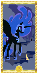 Size: 400x775 | Tagged: safe, artist:janeesper, imported from derpibooru, nightmare moon, death, female, solo, tarot card