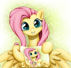 Size: 1600x1516 | Tagged: safe, artist:xn-d, edit, imported from derpibooru, fluttershy, note, paper, recursion, sign, smiling