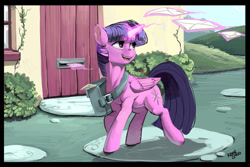 Size: 600x400 | Tagged: safe, artist:kevinsano, imported from derpibooru, twilight sparkle, alicorn, pony, female, magic, mail, mare, solo, twilight sparkle (alicorn), wip