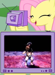 Size: 563x771 | Tagged: safe, imported from derpibooru, fluttershy, babality, exploitable meme, meme, mortal kombat, scorpion (mortal kombat), tv meme