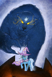 Size: 735x1088 | Tagged: dead source, safe, artist:erizaerizada, imported from derpibooru, trixie, bear, pony, unicorn, ursa, ursa minor, female, mare