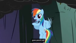 Size: 638x359 | Tagged: safe, imported from derpibooru, screencap, rainbow dash, dragonshy, female, flying, solo, youtube caption