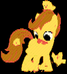 Size: 910x994 | Tagged: safe, imported from derpibooru, scootaloo, chicken, bwaaak