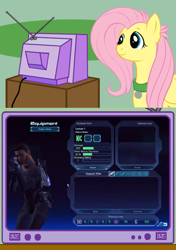 Size: 564x800 | Tagged: safe, imported from derpibooru, fluttershy, pegasus, pony, abominashep, commander shepard, exploitable meme, female, futa, futa fluttershy, gamershy, herm, intersex, mare, mass effect, the freelance astronauts, tv meme